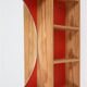 Mid-century wall shelf with mirror / 1970s / maritime pine / Danish modern design / red-orange