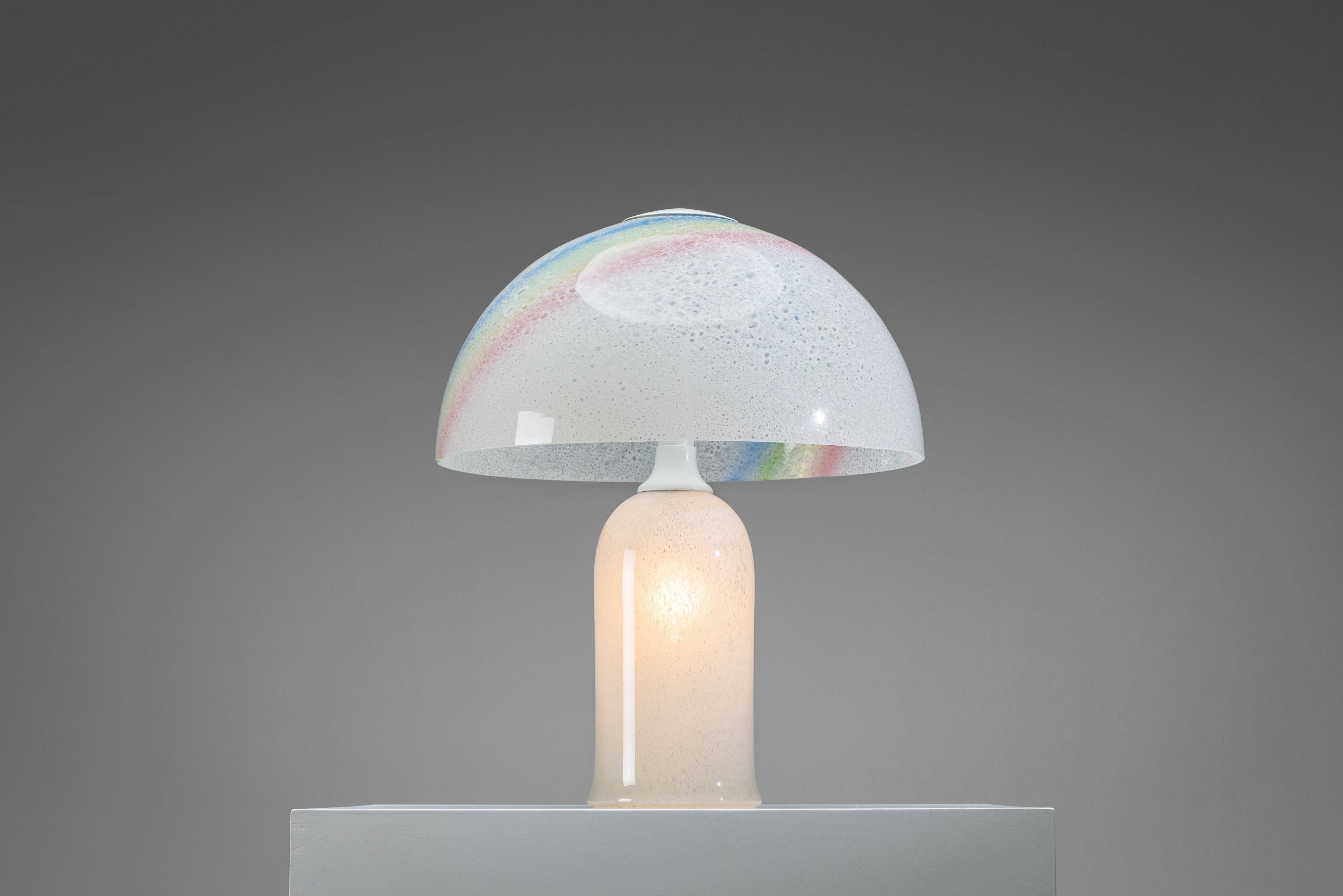 Doria table lamp in bubble glass with rainbow coloured details