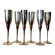 6 champagne flutes in brass and silver plated metal 1970