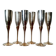 6 champagne flutes in brass and silver plated metal 1970