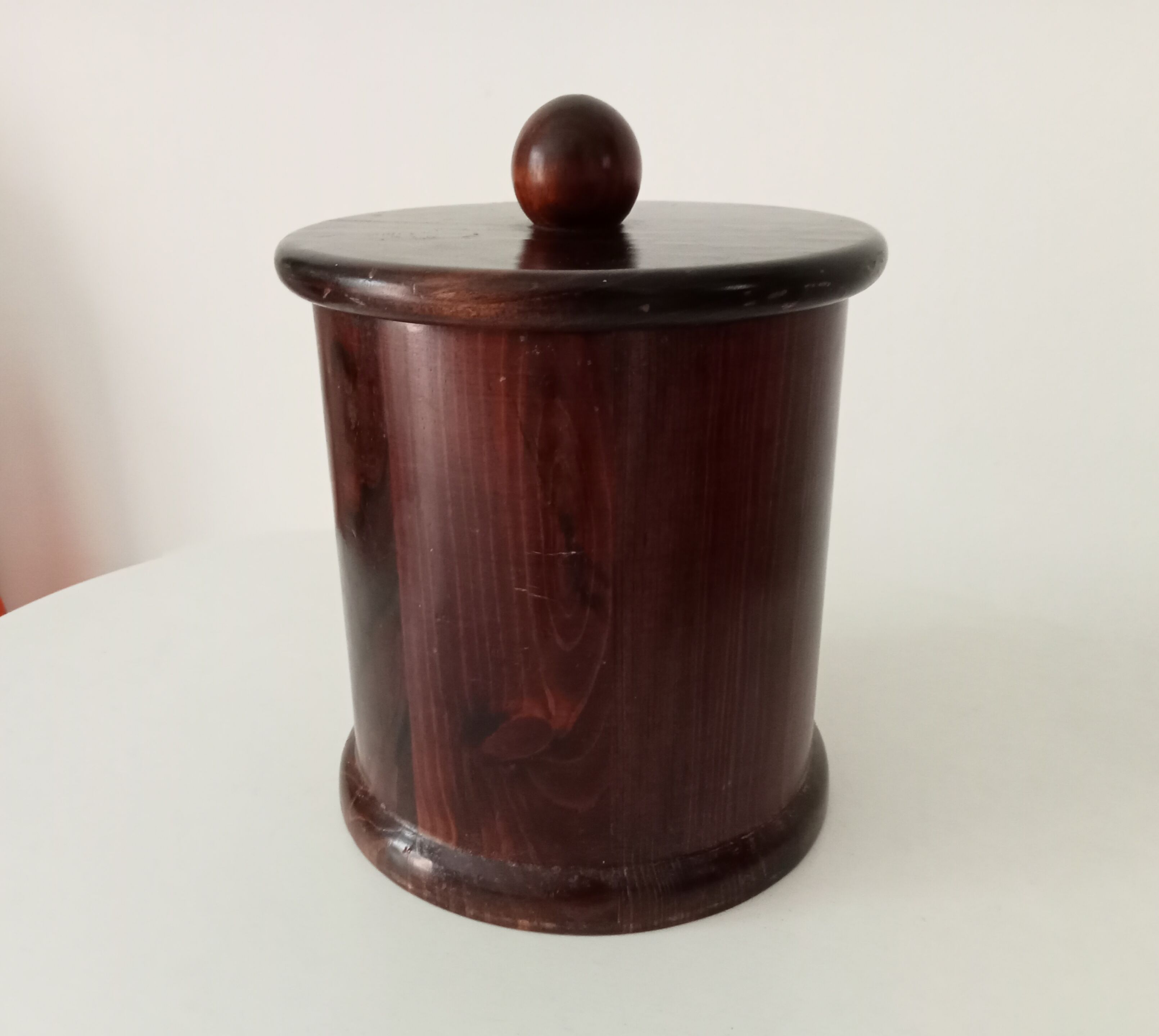 Vintage turned wooden table bin