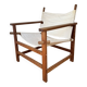 Fauteuil Safari en bois et tissu beige