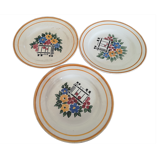 Set of Hbcm floral plates France