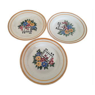 Set of Hbcm floral plates France