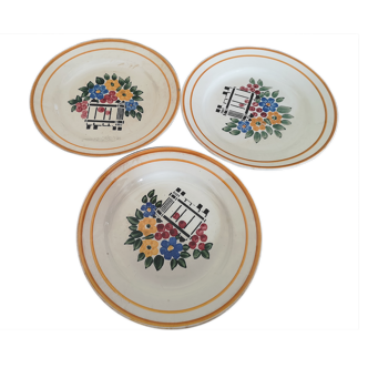 Lot assiettes Hbcm fleuri France