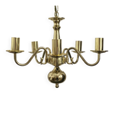 Chandelier with 5 branches in lacquered gold brass.