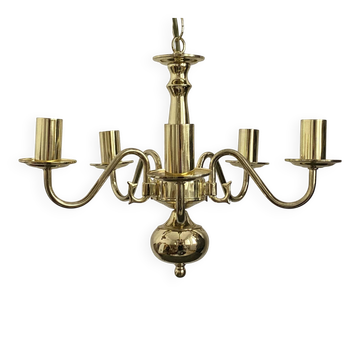 Lustre 5 branches en laiton doré laqué