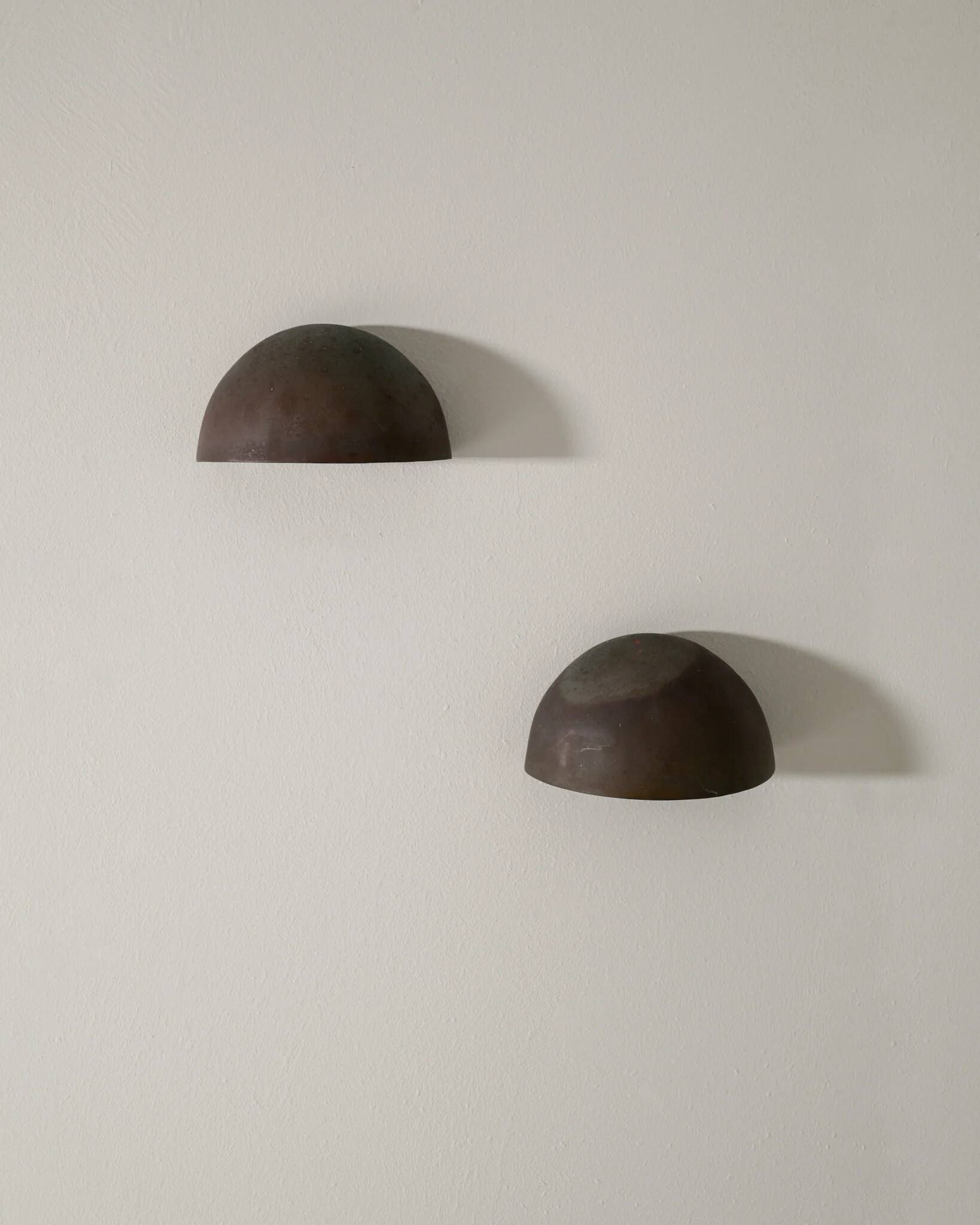 Set of Four Round Vintage Danish Copper Wall Sconces Lamps, 1960s