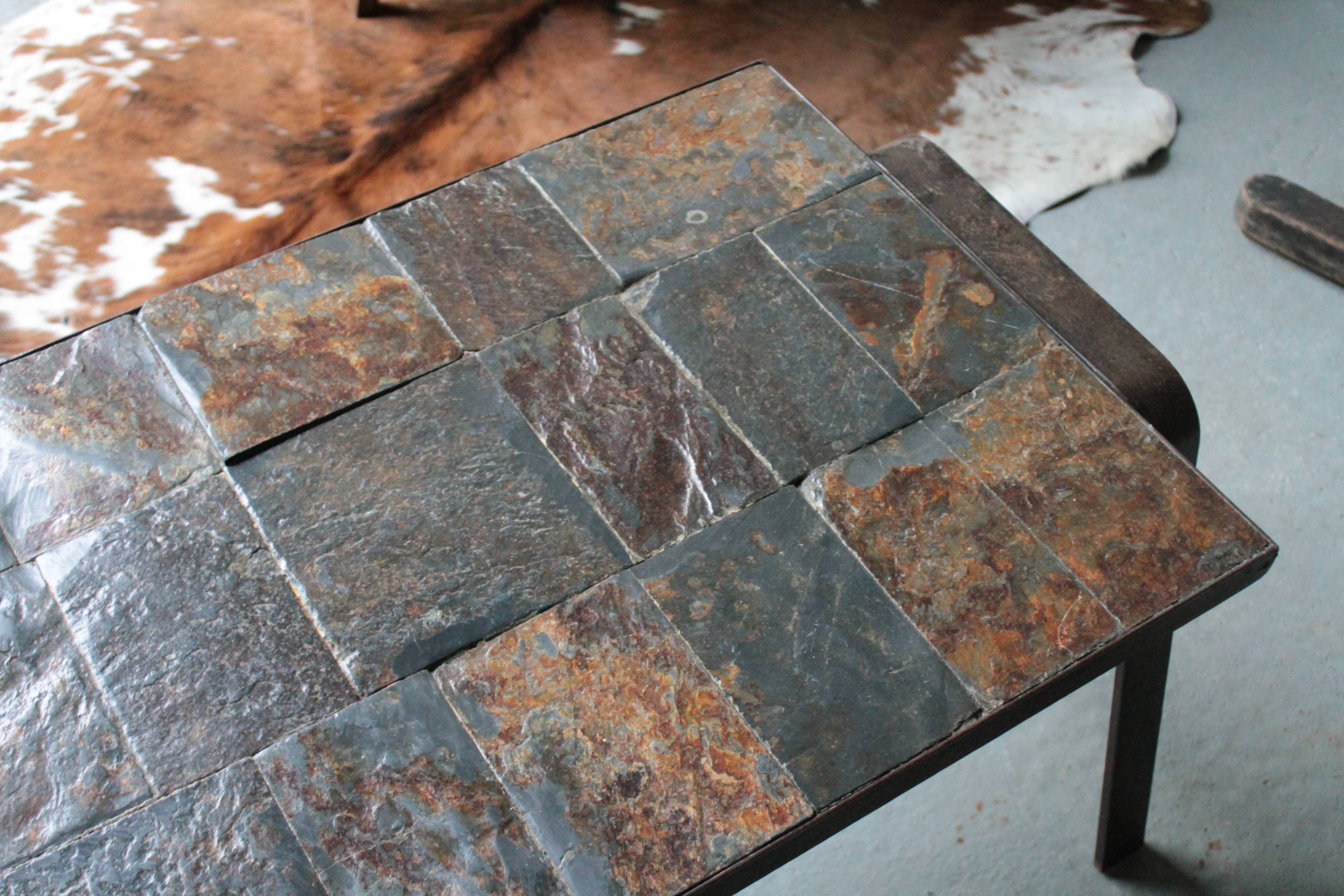 Brutal vintage slate coffee table