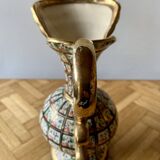 Ancien vase - Hubert Bequet - décor floral peint à la main - Made in Belgium