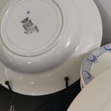 6 Saint Amand and Hamage white/blue earthenware soup plates