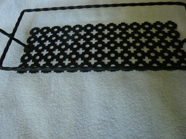 Tray in black perforated metal