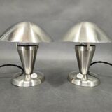 Pair of Bauhaus Chrome Adjustable Table Lamps, 1930s Czechoslovakia