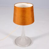 Lampe en verre givré et soie sauvage
