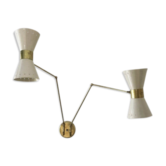 Applique murale articulée double potence 1950