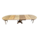 Round dining table with a central pedestal, stripped raw oak, 4 extensions, 19th century.