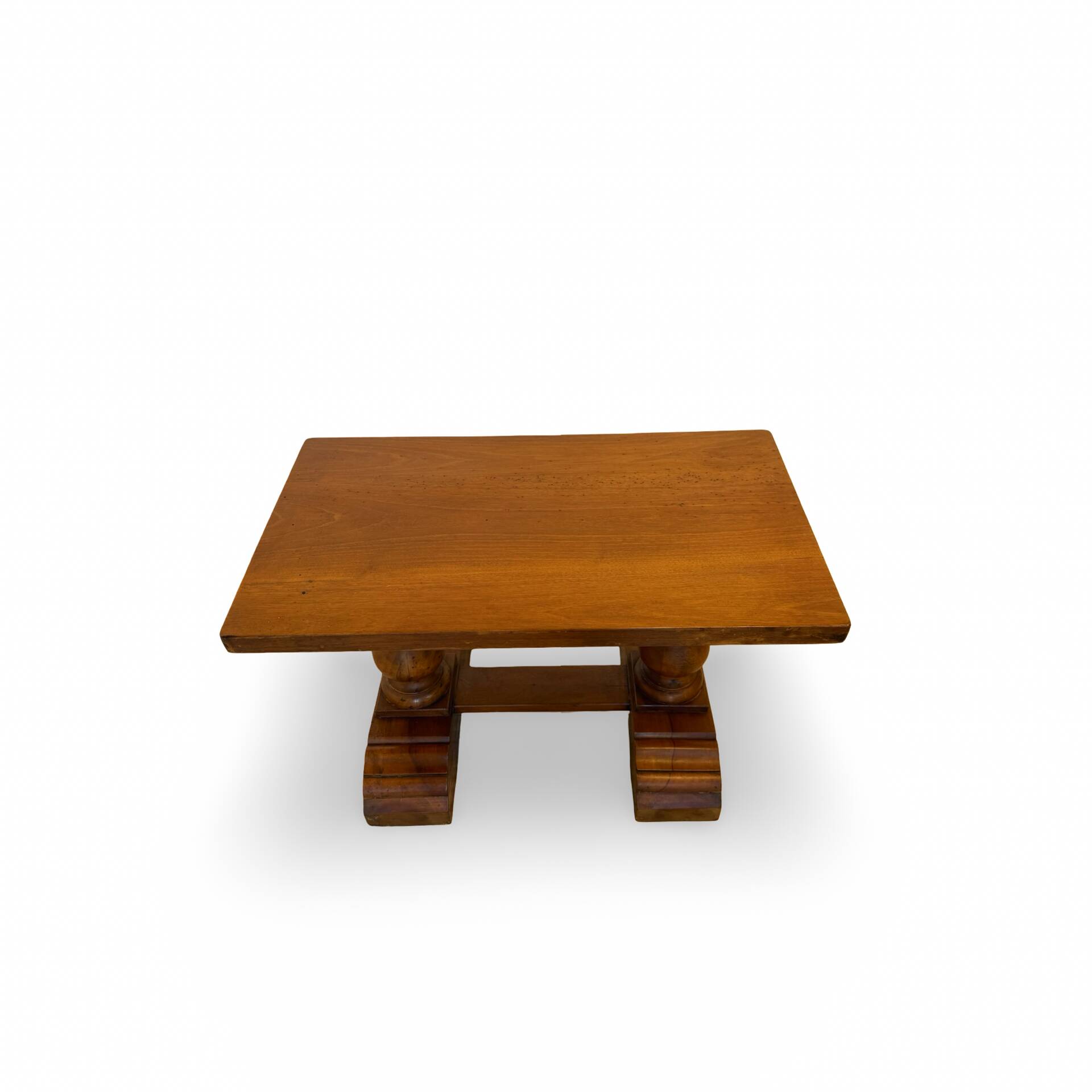 A small, rustic walnut wooden table, crafted from solid walnut wood, 1