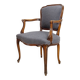 Fauteuil style Louis XV en tissu feutré gris