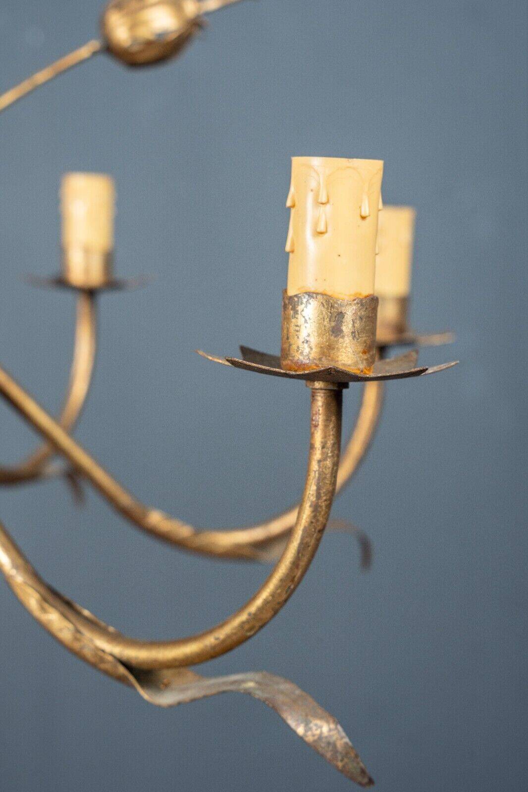 Chandelier in gilded metal in the style of Maison Baguès 6 lights 1960