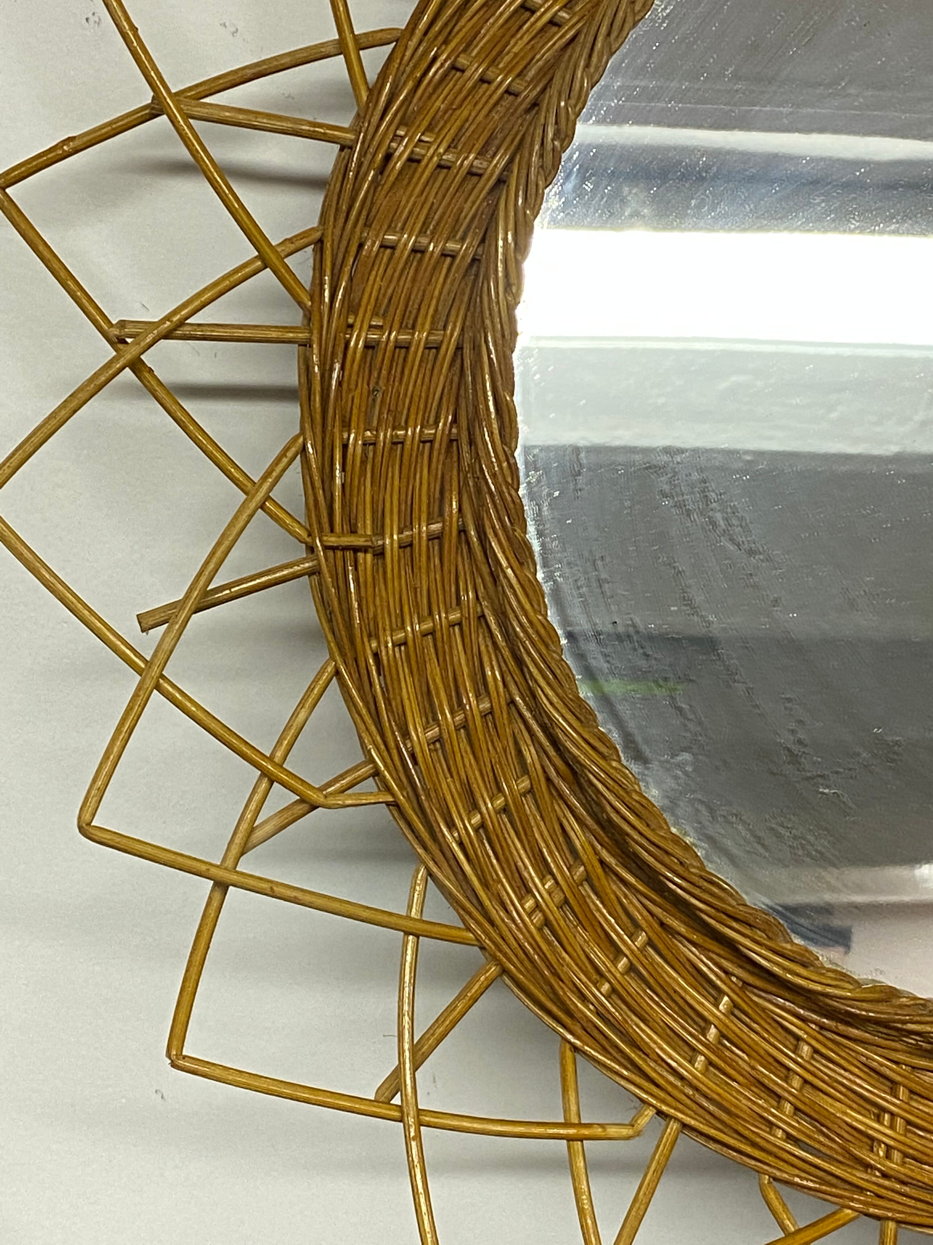 Rattan sun mirror