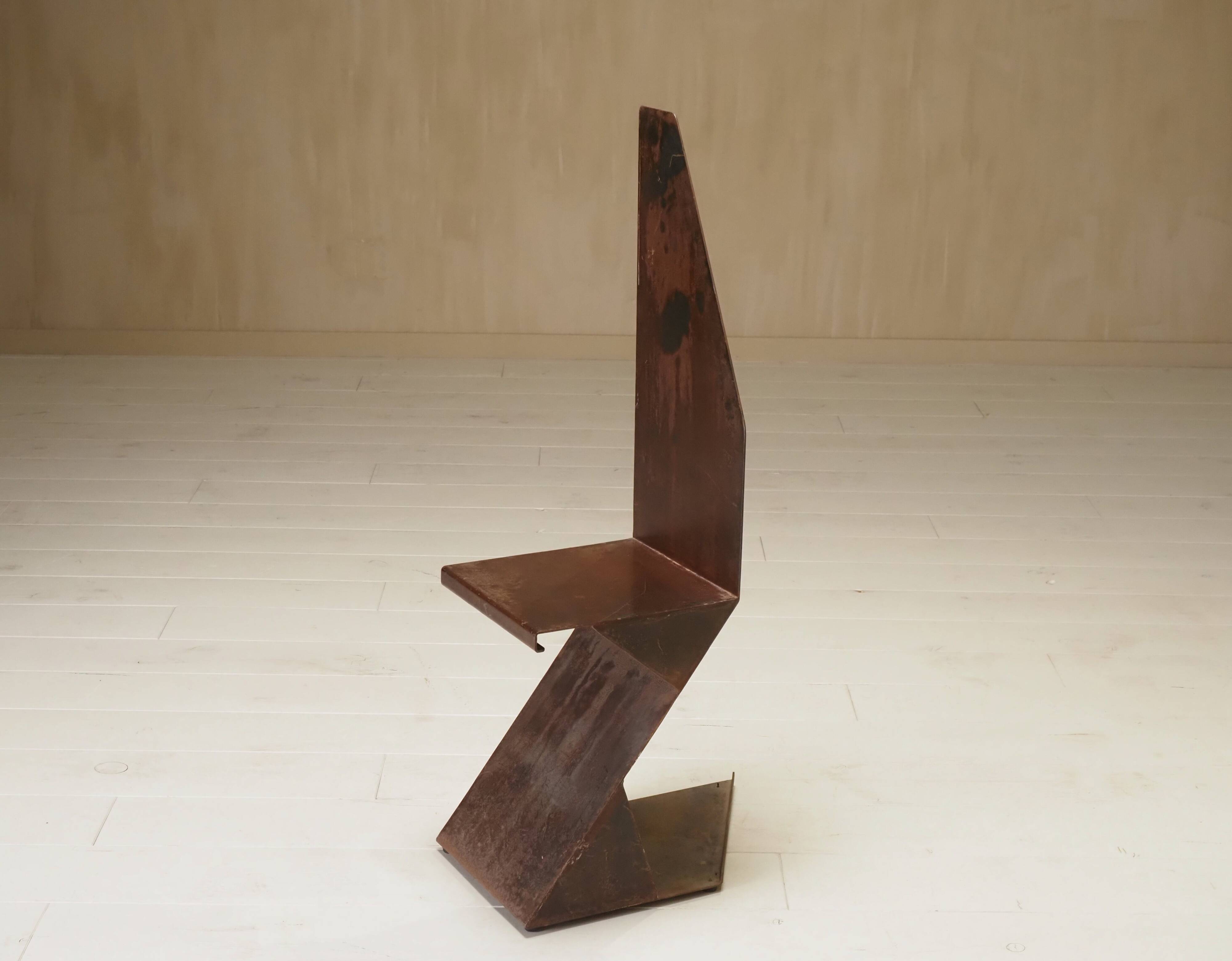Postmodern sculptural chair in steel, Germany, 1980s