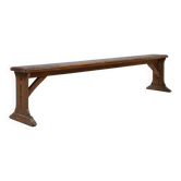 Banc rustique français en chêne avec sculptures et belle patine, années 1850.