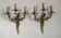 Magnificent Pair of French Antique Bronze Three-Light Acanthus Wall Sconces