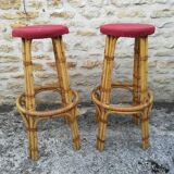 Bamboo tiki bar and two stools
