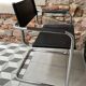 Chrome and black leather armchair type B34