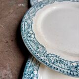 6 flat plates Salins in ironstone, "Directoire" service