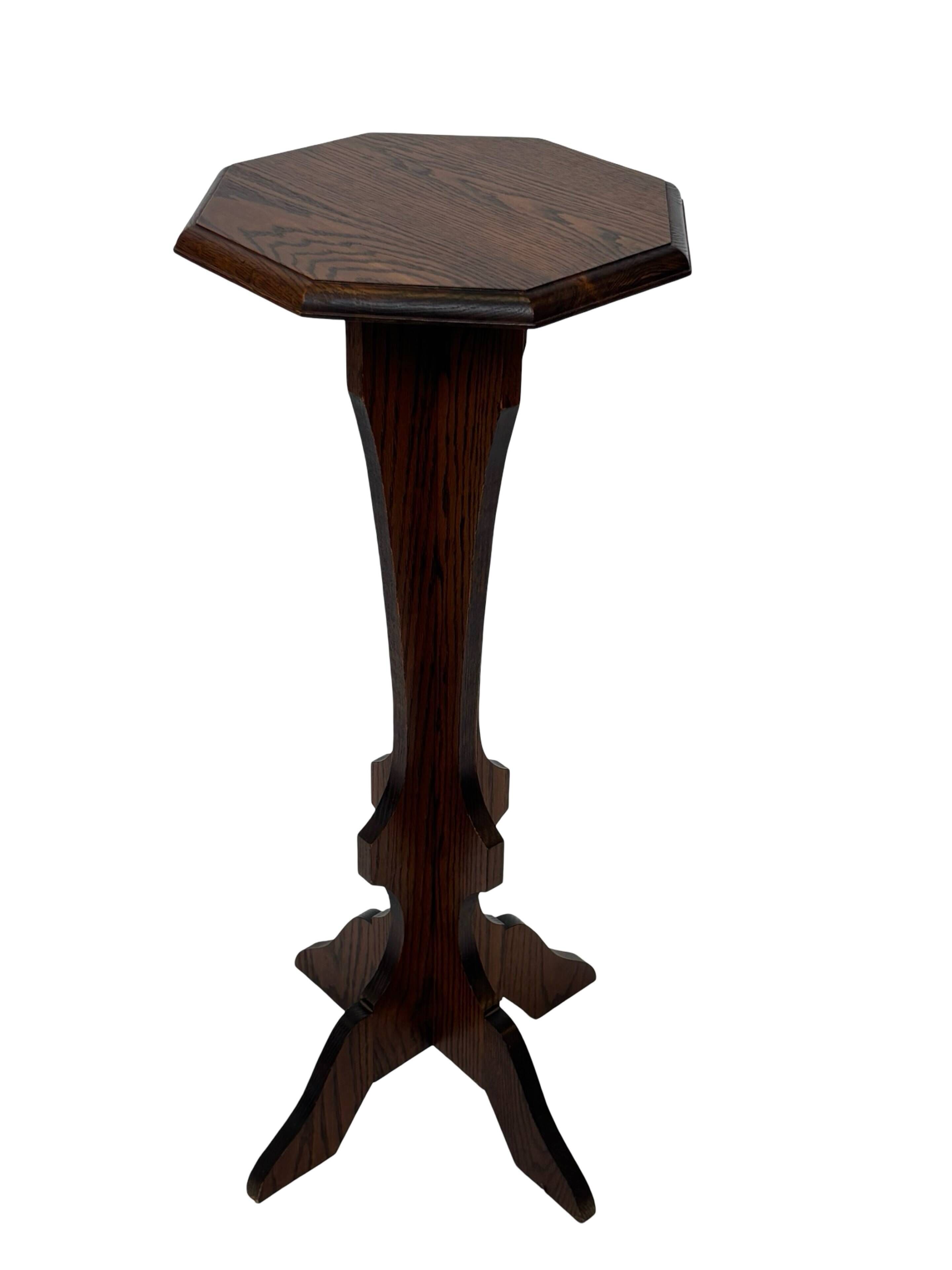 Vintage Plant Stand Side Table Oak Design minimalist