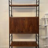 Ladderax, scandinavian desk bookcase in teak and black iron