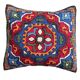 Hand-embroidered wool cushion cover, tribal geometric pattern 40 x 40.