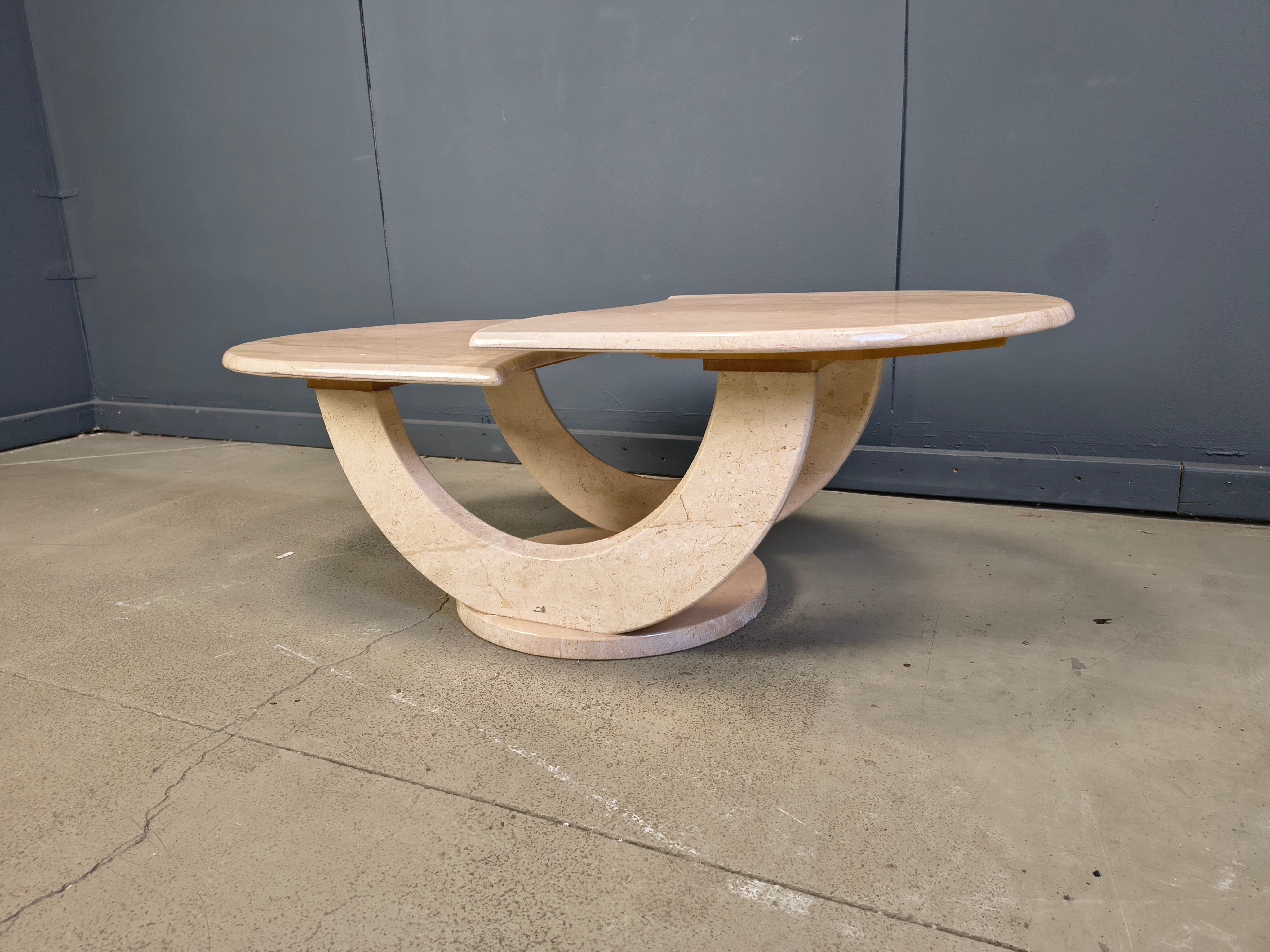 Vintage two tier travertine coffee table, 1970s
