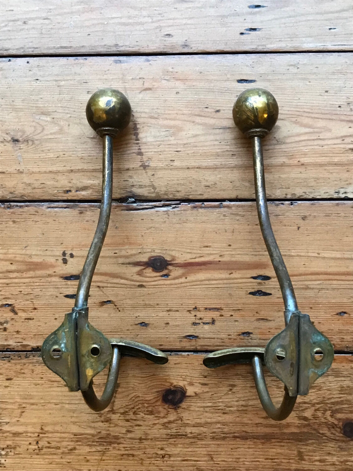 2 patères doubles porte manteau laiton vintage