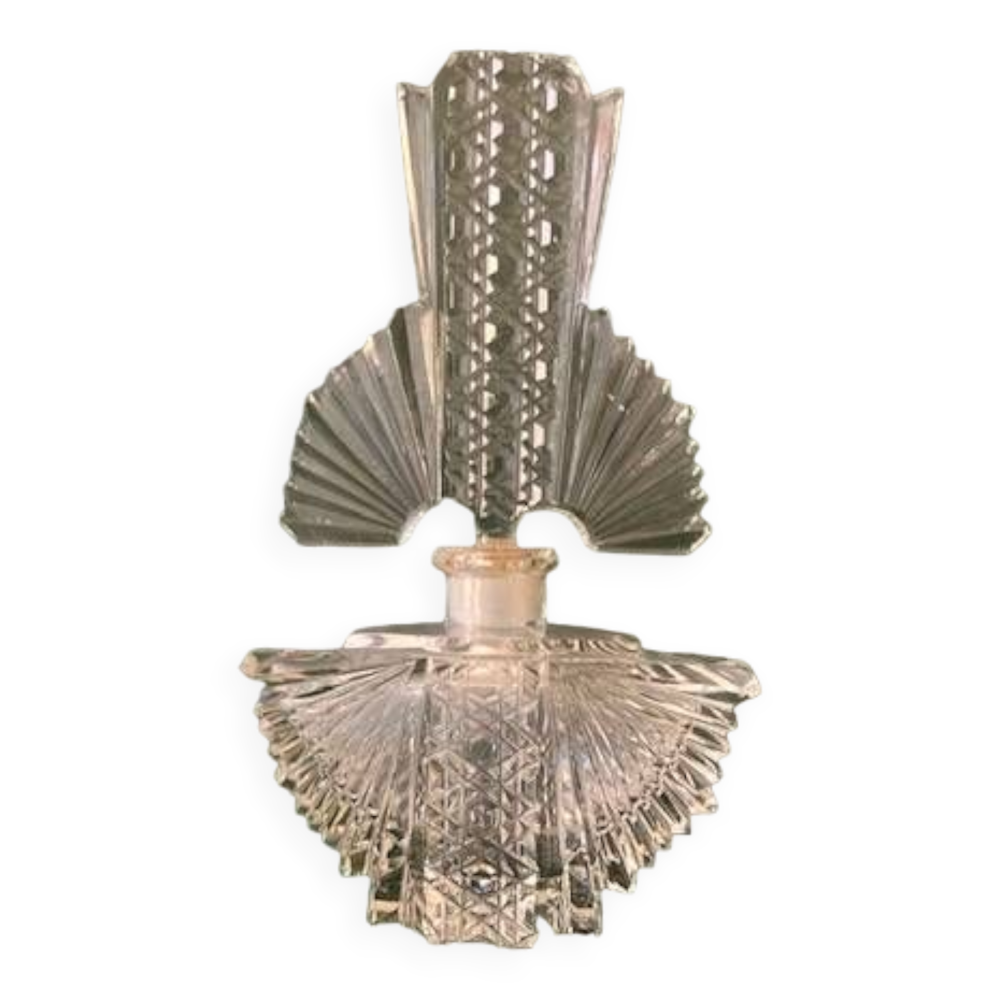 Art Deco perfume bottle in bohemian crystal engraved 1930
