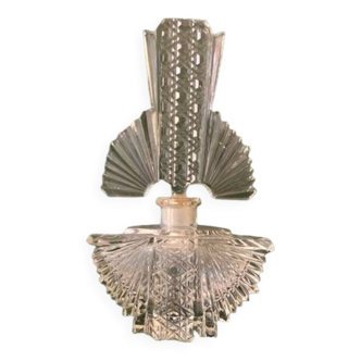 Flacon de parfum Art Deco en cristal de bohème gravé 1930