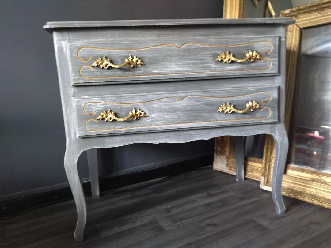 Louis XV-style patinated grey dresser