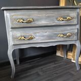 Louis XV-style patinated grey dresser