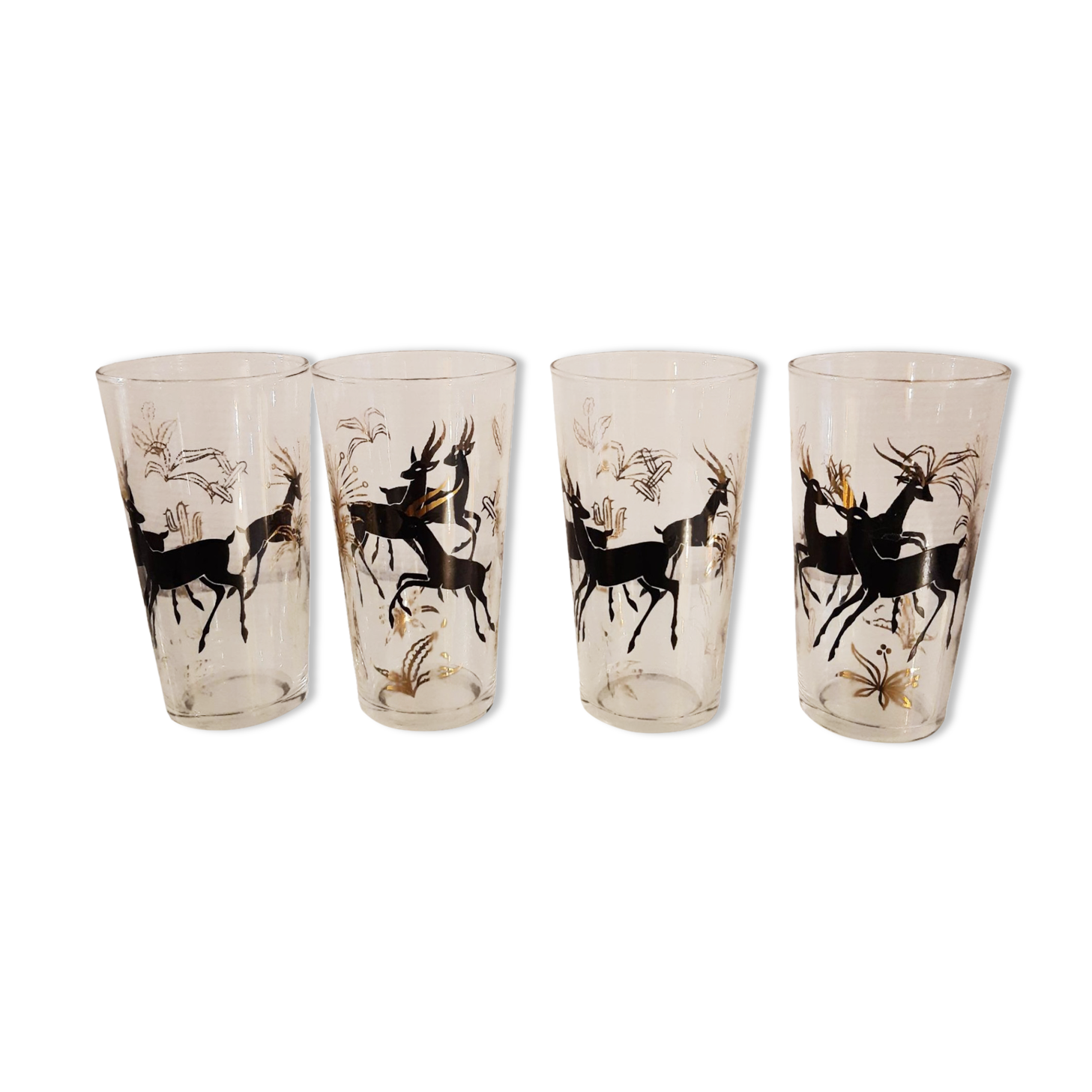 Rare golden black antelope glasses 50s