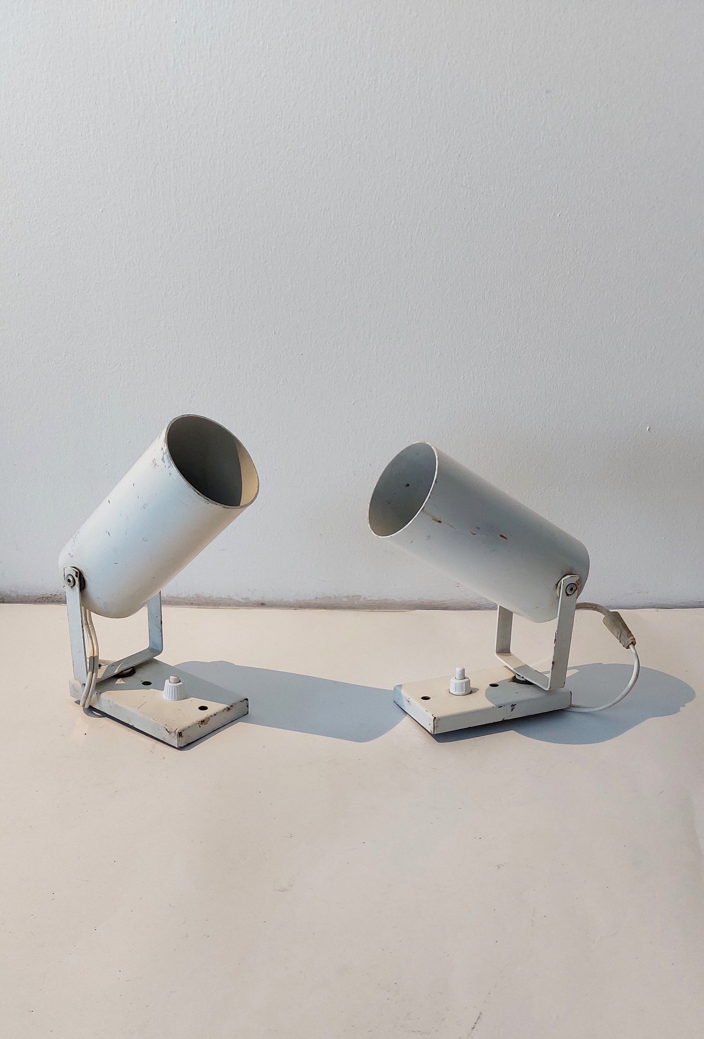 Pair of modernist wall lamps Lita model 0234 white Vintage.