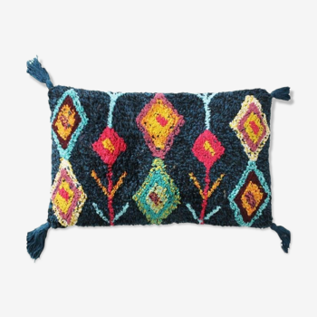 Berber style Azilal midnight blue cushion