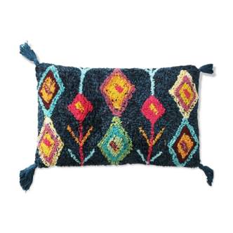 Coussin style berbere Azilal bleu nuit