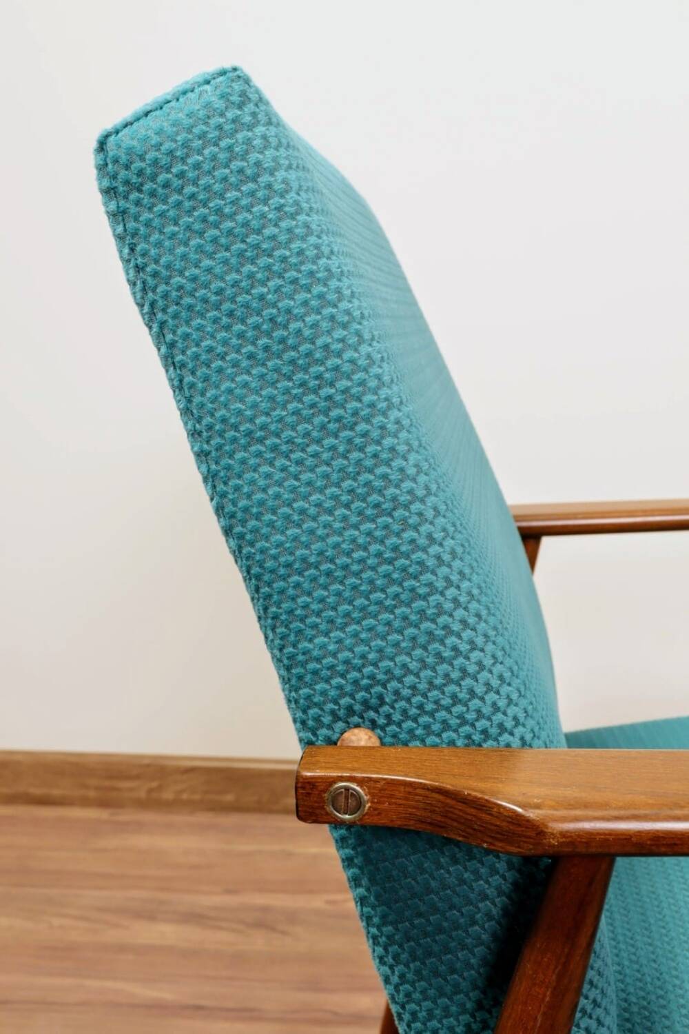 Scandinavian Lounge Chair Mid Century Design Turquoise Vintage Fabric