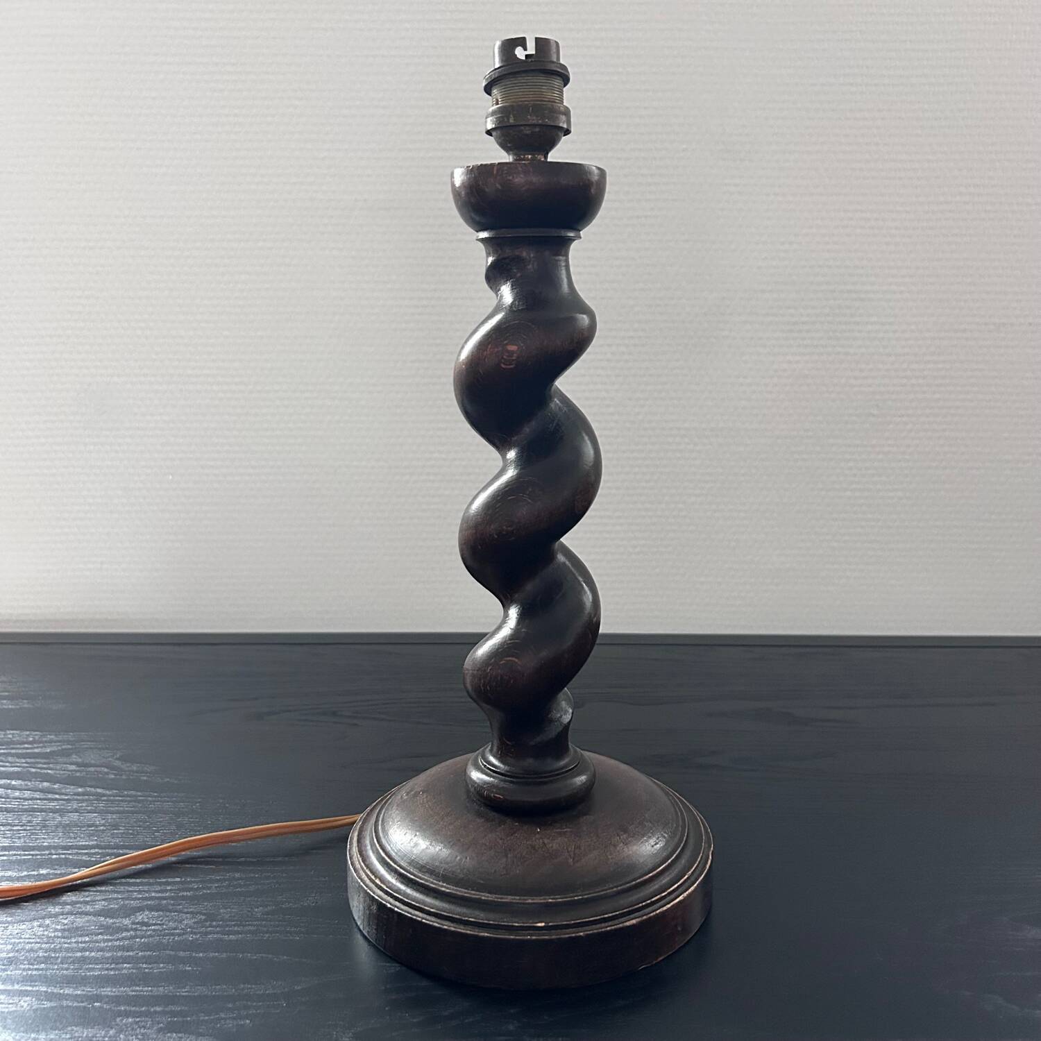 Turned wooden lamp base
