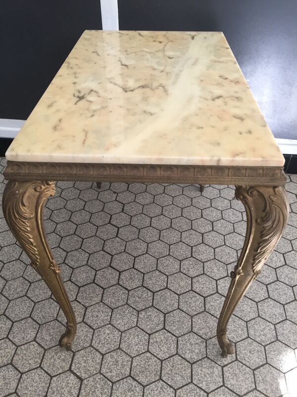 Table d'appoint regency vintage en marbre et laiton des années 1960