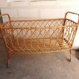 Vintage rattan children's bed, baby bed