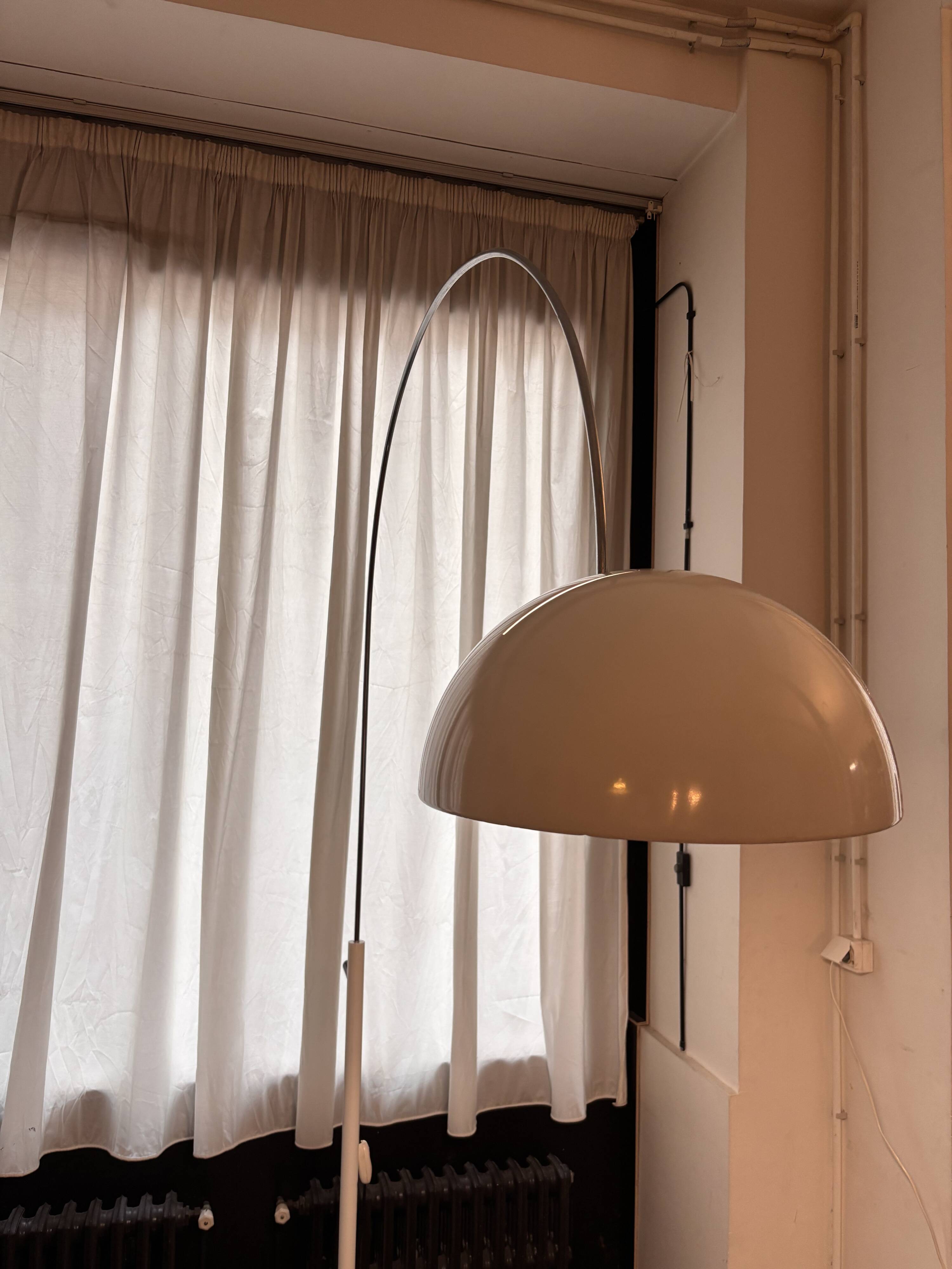 Arco Cut Floor Lamp Joe Colombo for Oluce White Chrome Vintage Design