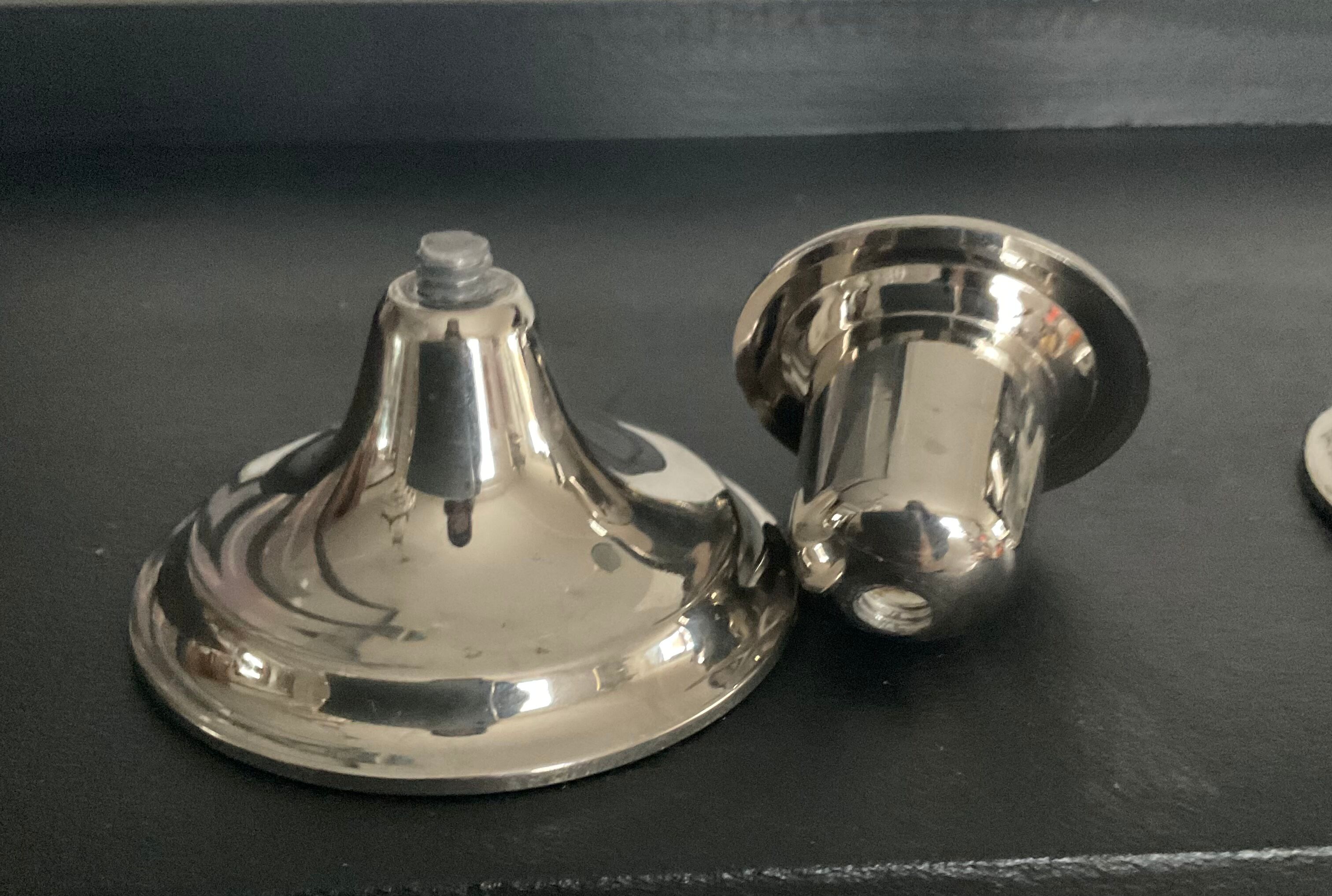 Pair of vintage silver metal candle holders