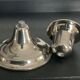 Pair of vintage silver metal candle holders